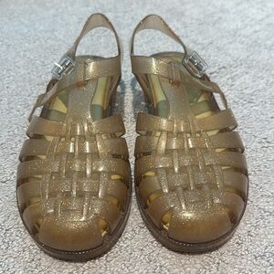 Mini Melissa size 2 sandals, gold sparkly
